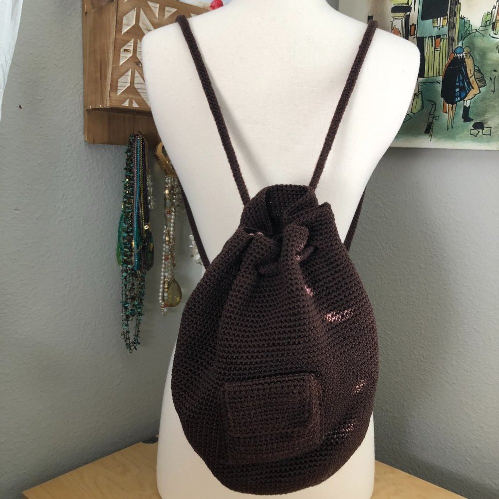 THE SAK Crocheted Hobo Backpack - Brown Coastal Boho